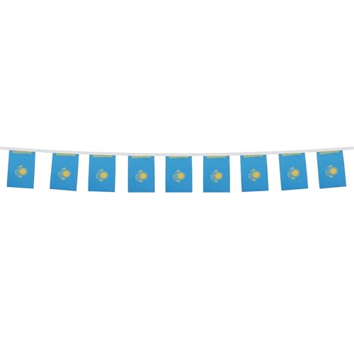 Image of AZ FLAG Kazakhstan 6 meters BUNTING Flag 20 flags 9'' x 6'' - Kazakh STRING flags 15 x 21 cm