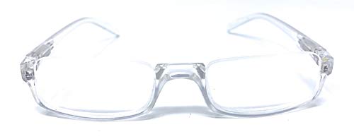 The Parker Rectangle Half Frame Reading Glasses, Unisex Semi Rimless Readers + 1.75 Clear