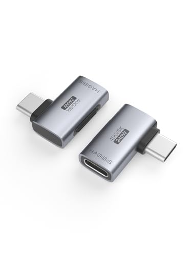 Hagibis 240W 40Gbps 8K USB C Adapter, Male to USB-C Female Adapter,USB4 Connecter for Thunderbolt 4/3,ROG Ally,Steam Deck,Switch,Dock,Mac,Tablet,iPhone 15 Pro Max (Side 90 Degree), Grey