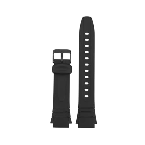 Band Length : 20cm Compatible With Casio F-200W MRW-200H W-800 Watch Strap With Men\'s Silicone18mm(Black - black)