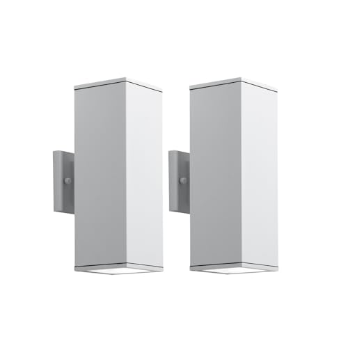 Image of mirrea 14 inch Modern Outdoor Porch Light in 2 Lights, Matte White, 2 Pack