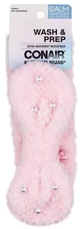 Conair Face Wash, Wash & Prep Ultra Absorbent Microfiber Spa Headwrap, Pink