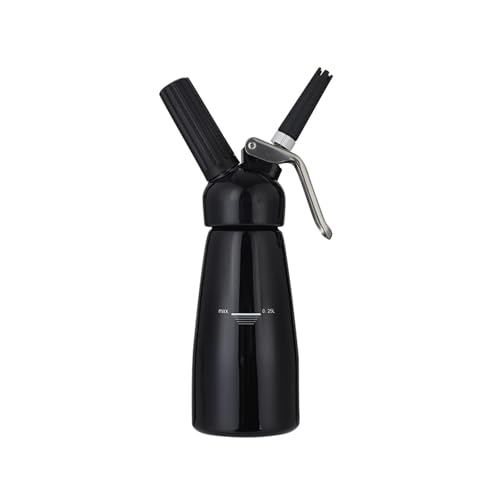 ホイップクリームディスペンサー 8gN2Oガスカートリッジ対応 アルミ製 500ml・250ml 2サイズ選択可 業務用 生クリーム泡立て器 製菓道具 ※ガスボンベ別売り (ブラック, 250ml)