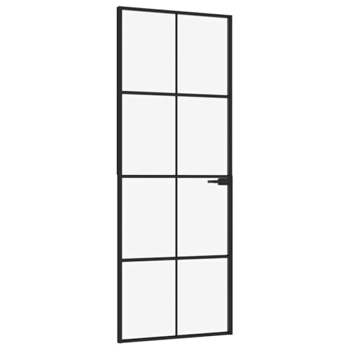 Emmtore Puerta de interior vidrio templado y aluminio negro 76x201,5 cm