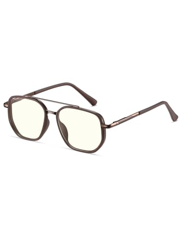Image of kimorn Blue Light Blocking Aviator Glasses for Women Men | Clear Lens, TR90 Metal Frame, UV400, Office Gaming
