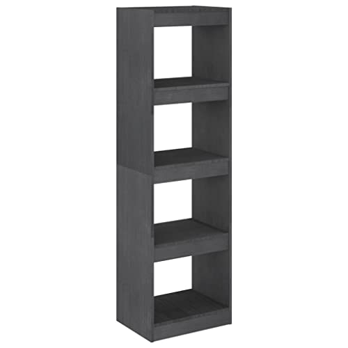 vidaXL Pino Macizo Estantería/Divisor de Espacios Armario Estante Separador Partición Pantalla de Privacidad Mueble Librería Gris 40x30x135,5cm