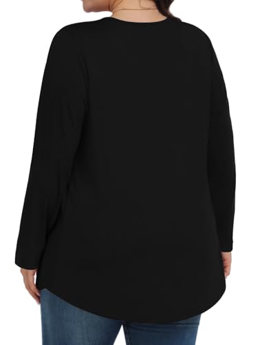Tencede Womens Plus Size Tops Long Sleeve Shirts V Neck Tunic Blouses 1X-5X4