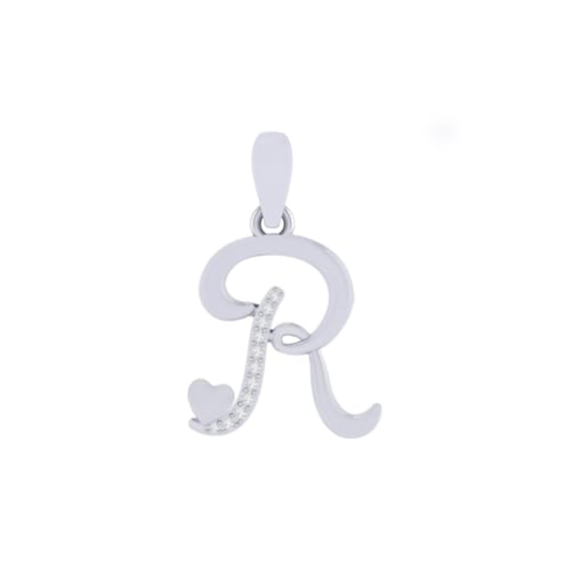 Gold Plated 925 Sterling Silver Letter R Pendant, Zirconia Studded