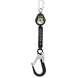 Kratos Safety Olympe-S Gurtband, Höhensicherungsgerät mit Gerüsthaken, Bandfalldämpfer und integriertem Bremssystem, Fallfaktor 2, Länge 2 m, EN360, PSA