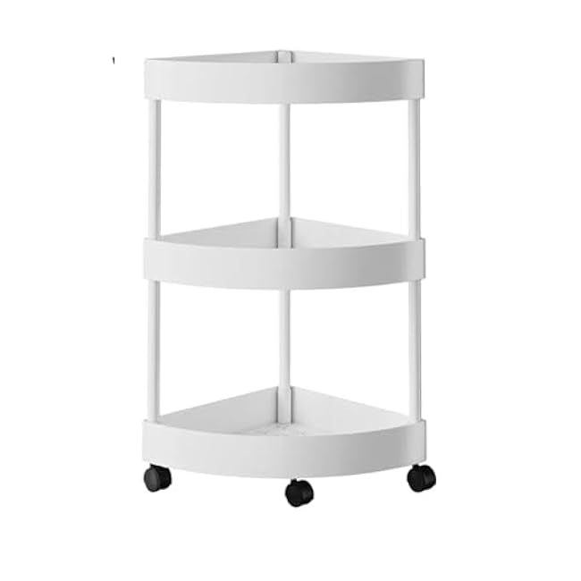 ´¢Îï³µ 3/4 Tier Corner Storage Rack - Space Saving Multi Functional Organizer Shelves for Kitchen, Living Room, Bathroom, Pantry(White-3Tiers)-ABNFGLwV