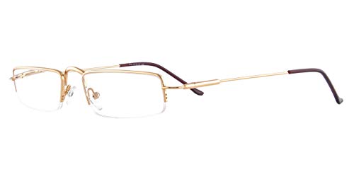 Image of VisionsIndia Unisex Rectangle Gold Supra Power Reading Glasses (+1.00, C01, 6202)