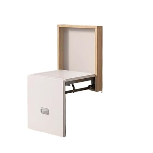 shower stool Wall Mounted Folding Shoe Changing Stool Fold Down and Up Chair Solid Step Stools for Entryway Hidden Wall Stools Seat folding(Wood+white)