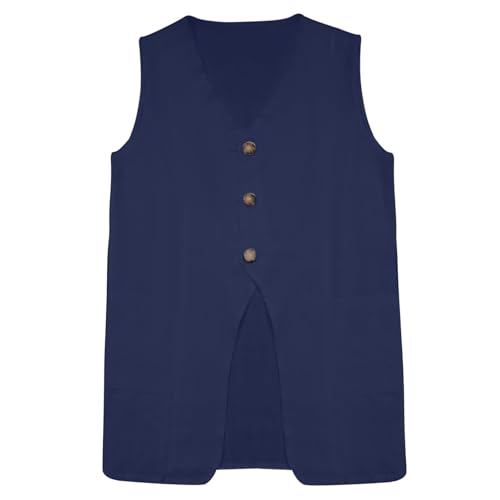Chaleco de lino de alta calidad chaqueta de botones estilo elegante 3