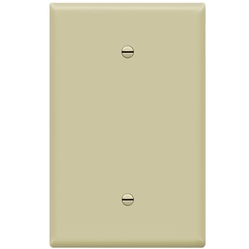 Image of ENERLITES Oversized Blank Wall Plate Cover, 1-Gang, 1 Pack, Ivory | Jumbo size 5.5 inch x 3.5 inch, cover unused electrical box /outlet /switch, unbreakable polycarbonate, UL-listed, easy to install