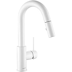 AguaStella AS59W Shiny White Bar Faucet or Prep Sink Faucet with Pull Down Sprayer Single Handle