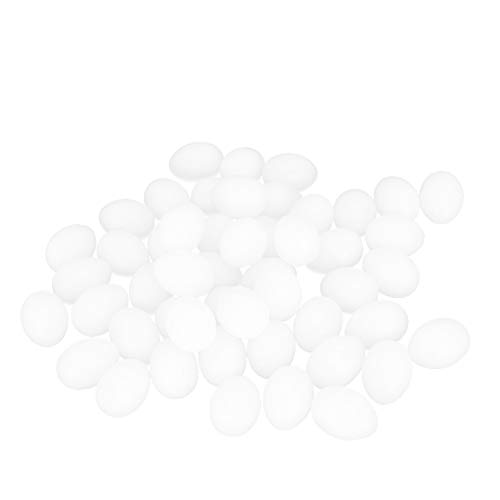 Restokki 50pcs Pigeons Egg Plastic Simulation Hatching Breeding Supplies for Birds Fake Pigeons Egg Solid