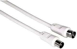 Hama 00011901 Kabel Koncentryczny ze Złączem Męskim i Żeńskim, Biały, 3 m