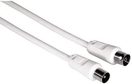 Hama 00011901 Kabel Koncentryczny ze Złączem Męskim i Żeńskim, Biały, 3 m