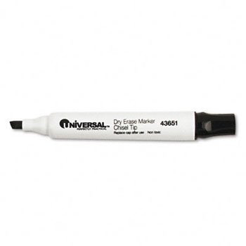 Universal Office Products 43651 Dry Erase Marker Chisel Tip Black Dozen