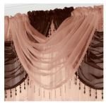 Coffe/Beige Voile Curtain Swag with Crystal Beaded...