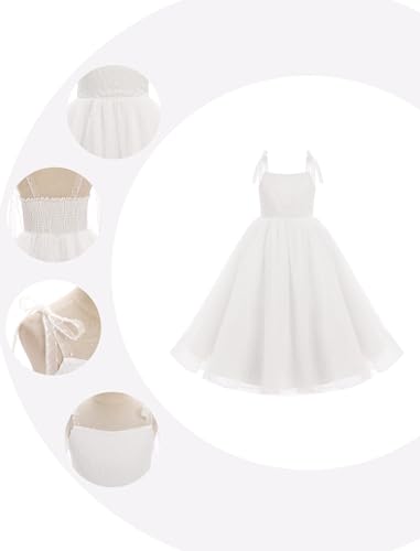 Flower Girl Swiss Dot Formal Wedding Dress Floral Smocked Teen Pageant Junior Bridesmaid Ball Gown Tween Easter Dress3