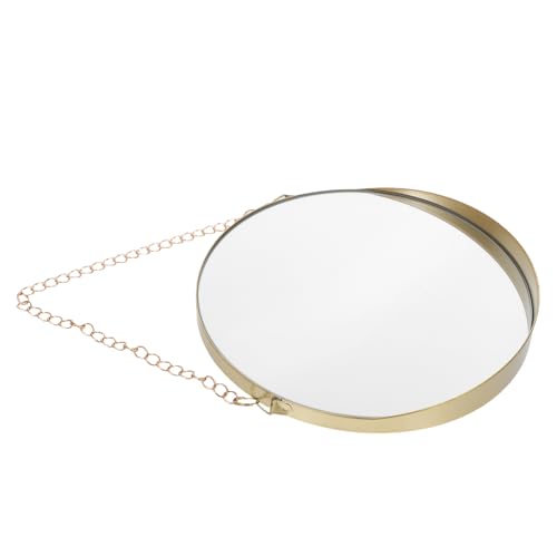 GANAZONO 北欧スル壁掛け鏡 小 ゴールド属フレーム メイクアップミラー 浴室用 おしゃれインテリア 空間拡張 感ある鉄製装飾 プレゼントに