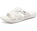 KuaiLu Womens Fashion Orthotic Slides Ladies Lightweight Athletic Yoga Mat Sandals Slip On Thick Cushion Slippers Sandals With Comfortable Plantar Fasciitis Arch Support White Size 12