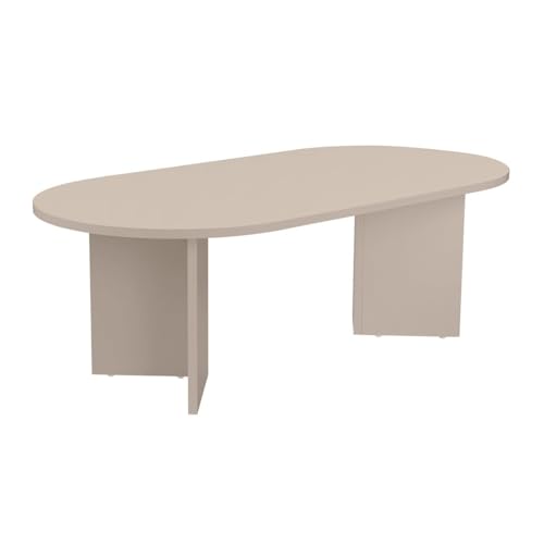 Calicosy – Table Basse Ovale – Panneaux de Particules Mélaminés – Coloris Cachemire – Collection Iris – Salon – L 119 x P 60 x H 39,8 cm