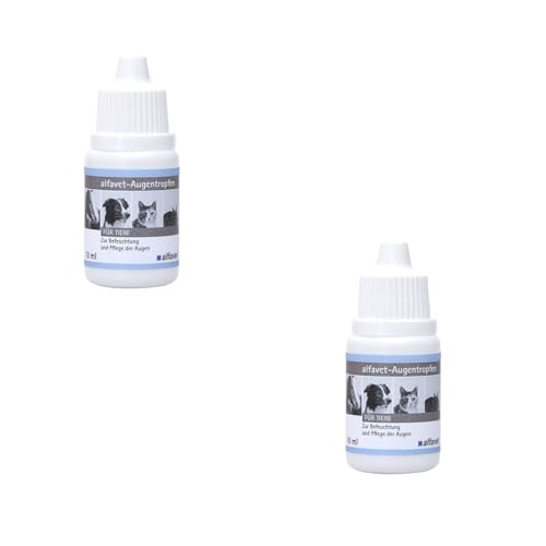 Alfavet Augentropfen | Doppelpack | 2 x 10 ml | Augentropfen für Hunde, Katzen und Kleintiere | Zur Befeuchtung, Beruhigung und Pflege | Bei trockenen oder geröteten Augen