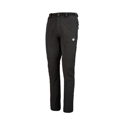 Izas - Pantalón de Senderismo para Hombre - Pantalón Trekking Impermeable y con Bolsillos de Cremallera - Bajo Ajustable Que Protege del Frío - Secado Rápido - Vinson Negro - M