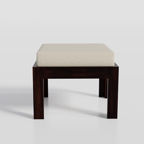 Image of Solid Sheesham Wood Coffee Table with 4 Stool | Square Centre Table with Stool | Center Table with 4 Stools for Living Room|Patio Table with 4 Puffy for Home| wallnut Finish, Pre Assembled