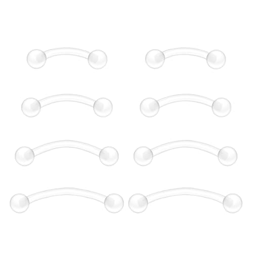 Besyvvin Plastik Curved Barbells 1,2mm Piercing Lippe Vertical Labret Septum Augenbrauen Rook Flexibel Kunststoff 6/8/10/12mm