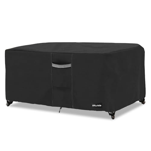 Image of ANartcle Patio Coffee Table Cover, 600D Waterproof Heavy Duty Rectangular Outdoor Table Cover,Patio Furniture Covers,48 x 28 x 16 inch,Black