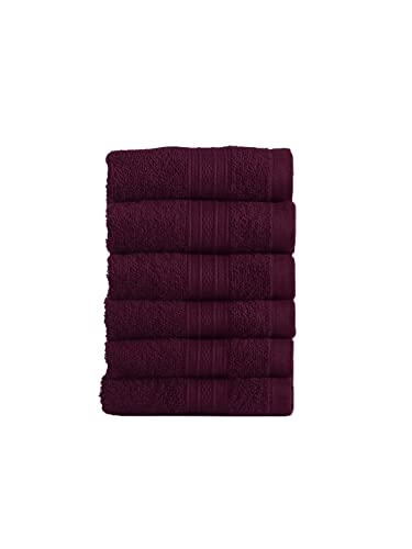 Trident Soft And Plush, 100% Cotton, Highly Absorbent, Super Soft, 6 Piece Face Towel Set, 500 GSM, Wine Red For Rs. 289