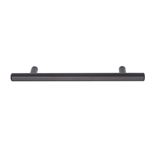 Amazon Basics Euro Bar Cabinet Handle (1/2-Inch Diameter), 7.38-Inch Length (5-Inch Hole Center) - Flat Black, 10-Pack #TOP1