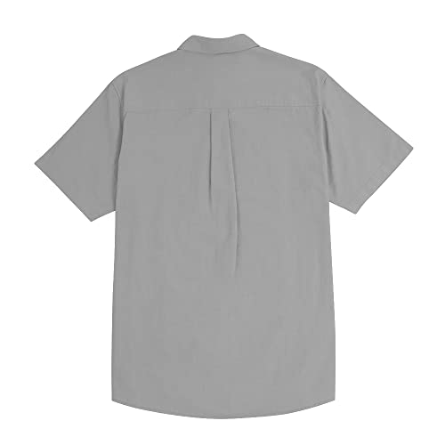 Image of JEKAOYI Mens Casual Linen Cotton Button Down Short Sleeve Shirts Cuban Camp Guayabera Beach Tops