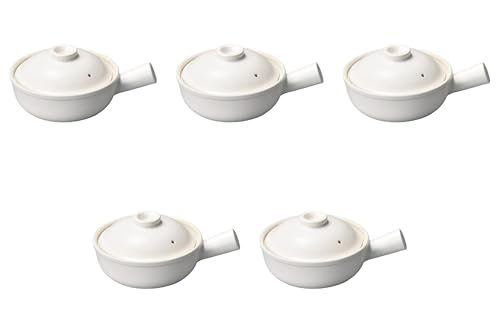Set of 5, White Glazed Single Handpot Large (10.0 x 7.3 x 2.6 inches (25.5 x 18.5 x 6.7 cm) | Setomonohonpo Gratin Plate, Ceramic, Set