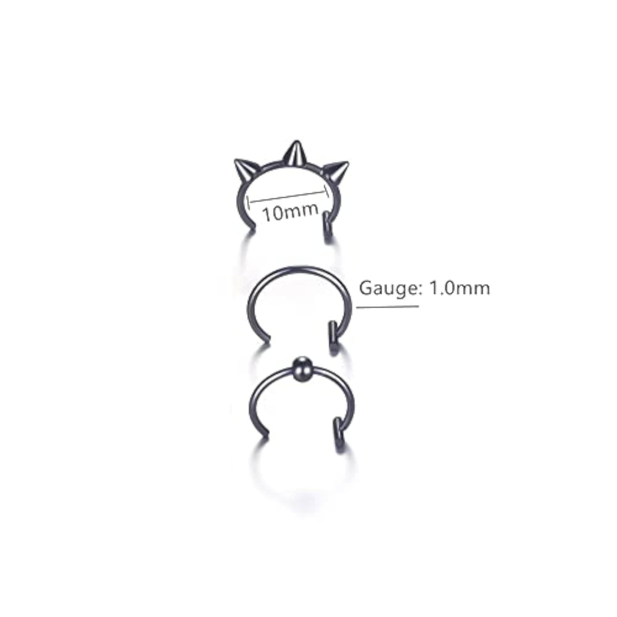 3PCS 18g Lip Rings Set, Surgical Stainless Steel Earrings