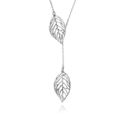 Collier feuille en argent sterling raffiné avec un fermoir ressort élégant