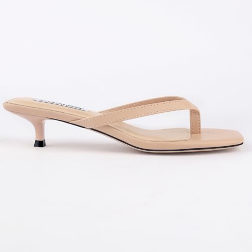 Image of STUNAHOME Kitten Heels Sandals for Women Cute Summer Square Open Toe 1.4 Inches Comfortable Thong Flip Flop Heels