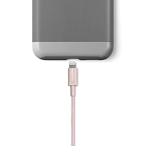 Amazon Basics USB-A to Lightning Cable, Apple MFi Certified, Nylon Braided Cord for iPhone 14 13 12 11 X Xs Pro, Pro Max, Plus, iPad, Data Sync, High Speed Transfer, 3 Foot, Rose Gold by Amazon Basics - Image 7