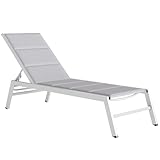Outsunny Sonnenliege Atmungsaktive Breite Gartenliege mit 6-Fach Verstellbar Rückenlehne Aluminiumrahmen, gepolsterter Liegestuhl bis 120 kg Relaxliege Gartenmöbel für Garten Terrasse Pool Hellgrau
