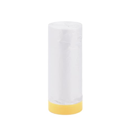 Image of Pre-Taped Masking Film Plastic Cover PE Film Masking Paper 1 Pc 3000x110cm / 98.43ftx43.31 inch White Yellow