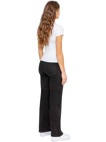 Womens Wide Leg Stretch Denim Jeans Straight Trousers Casual Cotton Relaxed Fit Baggy Loose Pants with Pockets - Image 3