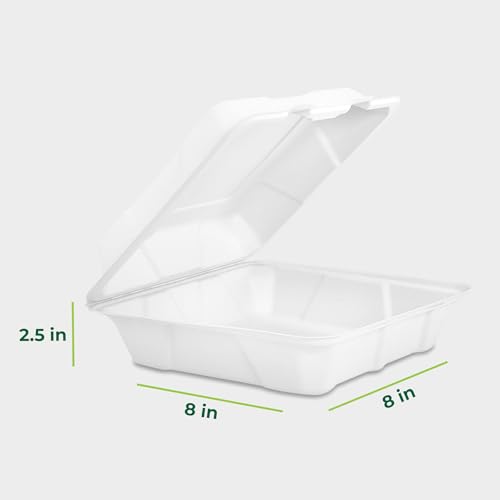 image for Freshware Compostable Clamshell Food Containers - 8x8