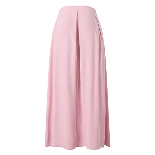 Women Large Swing Solid Color Summer Long Skirt Pockets High Waist Half Comfy Skirt Simple Casual Pleated Maxi Skirts #TOP4