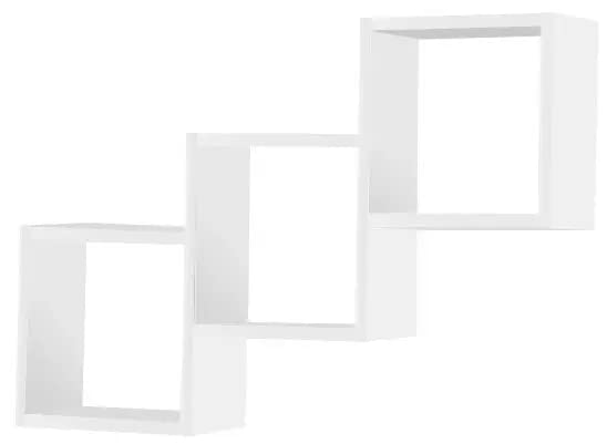 ADGO Star Étagère murale 78 x 55 x 20 cm, étagère carrée à suspendre en 3 cubes, étagère murale, étagère flottante, étagère flottante, cube étagère, étagère géométrique marches d'escaliers, blanc