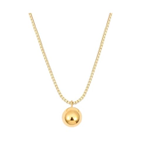 SOFYBJA Gold Ball Bola Chain Necklaces for Women Statement Box Chain Angel Caller Wish Pendant Necklaces Cover
