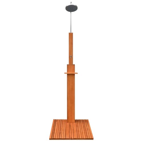 Gecheer Doccia da esterno, in legno di eucalipto e acciaio, per giardino e patio