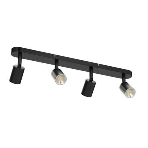 wowatt LED Deckenleuchte 4 Flammig, Deckenstrahler LED Schwenkbar GU10, Spotbalken Deckenlampe Spot Schwarz, Modern Strahler Deckenspot für Küche, Schlafzimmer, Wohnzimmer (Ohne Leuchtmittel)